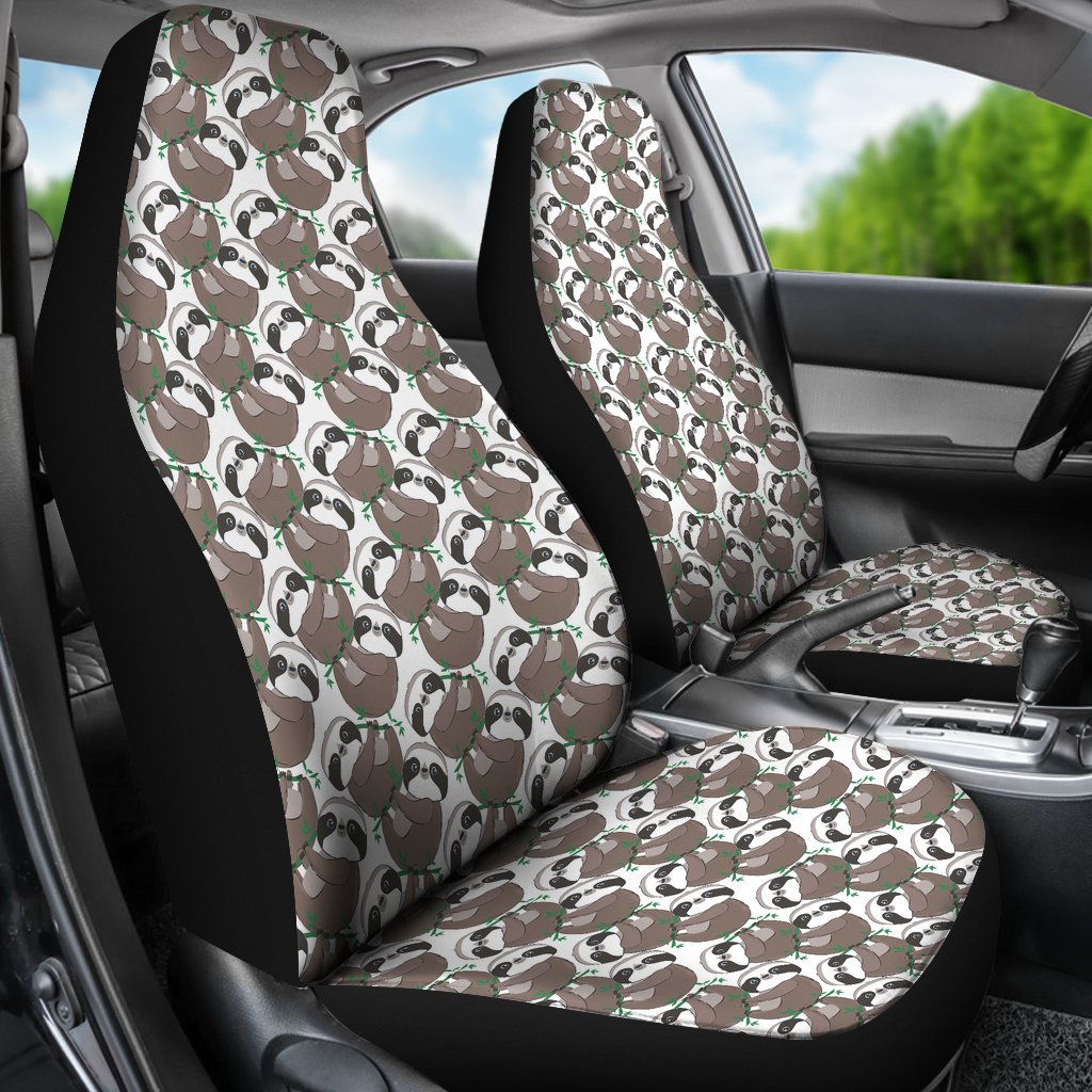 Sloth Bamboo Pattern Print Universal Fit Car Seat Cover-grizzshop