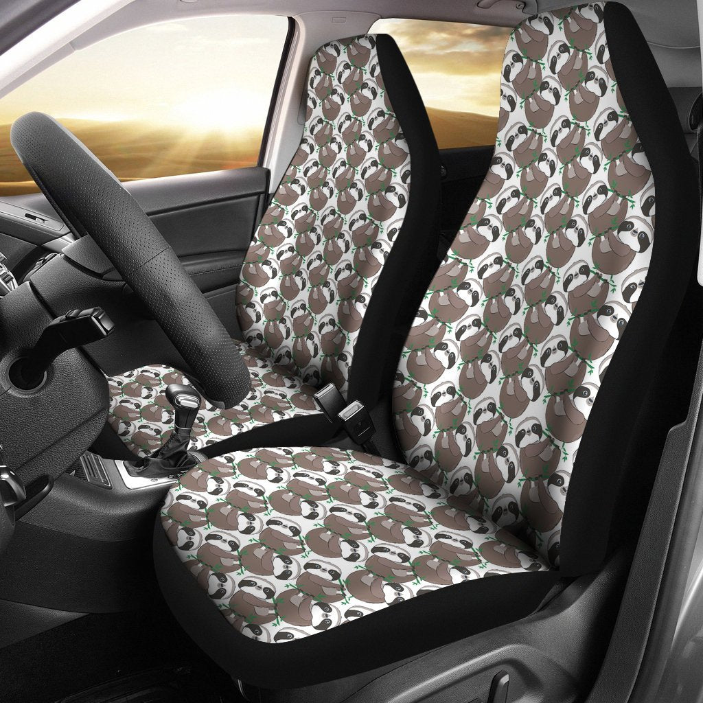 Sloth Bamboo Pattern Print Universal Fit Car Seat Cover-grizzshop
