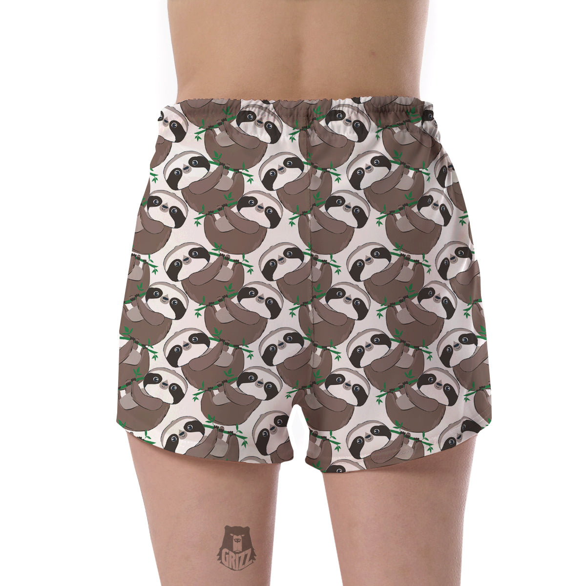 Sloth Bamboo Pattern Print Women's Shorts-grizzshop