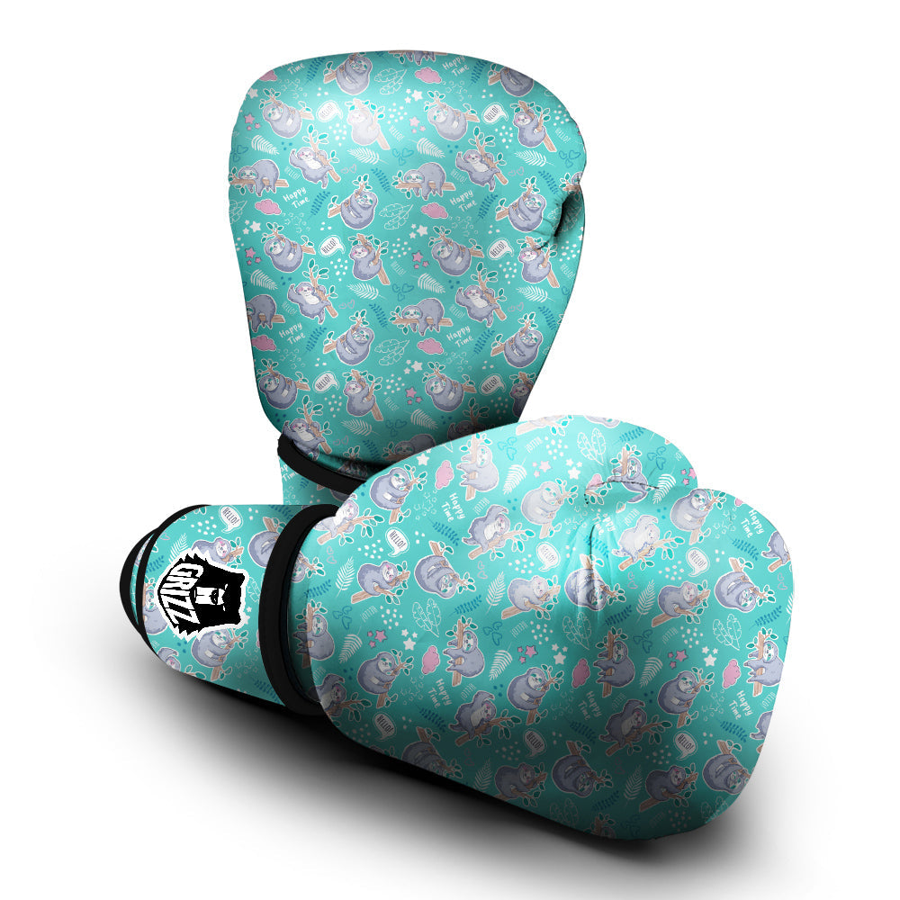 Sloth Cute Print Pattern Boxing Gloves-grizzshop