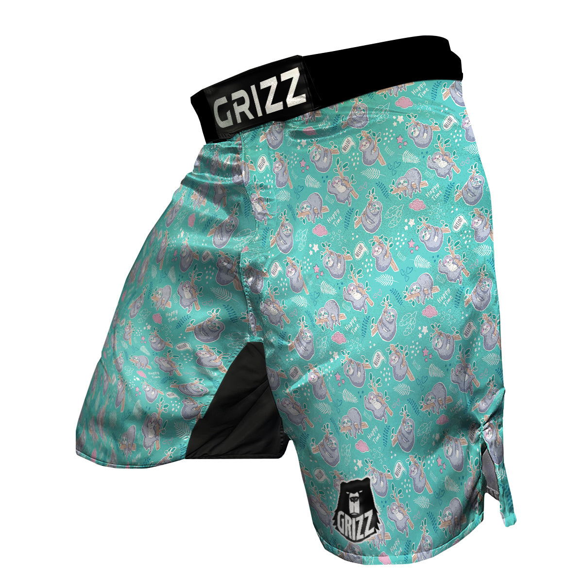 Sloth Cute Print Pattern MMA Shorts-grizzshop