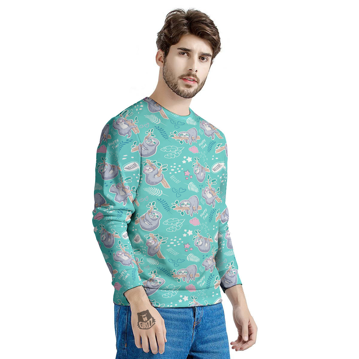 Sloth Cute Print Pattern Men's Sweatshirt-grizzshop