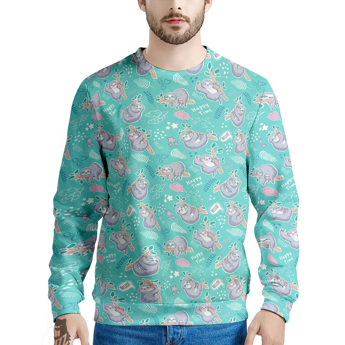 Sloth Cute Print Pattern Men's Sweatshirt-grizzshop