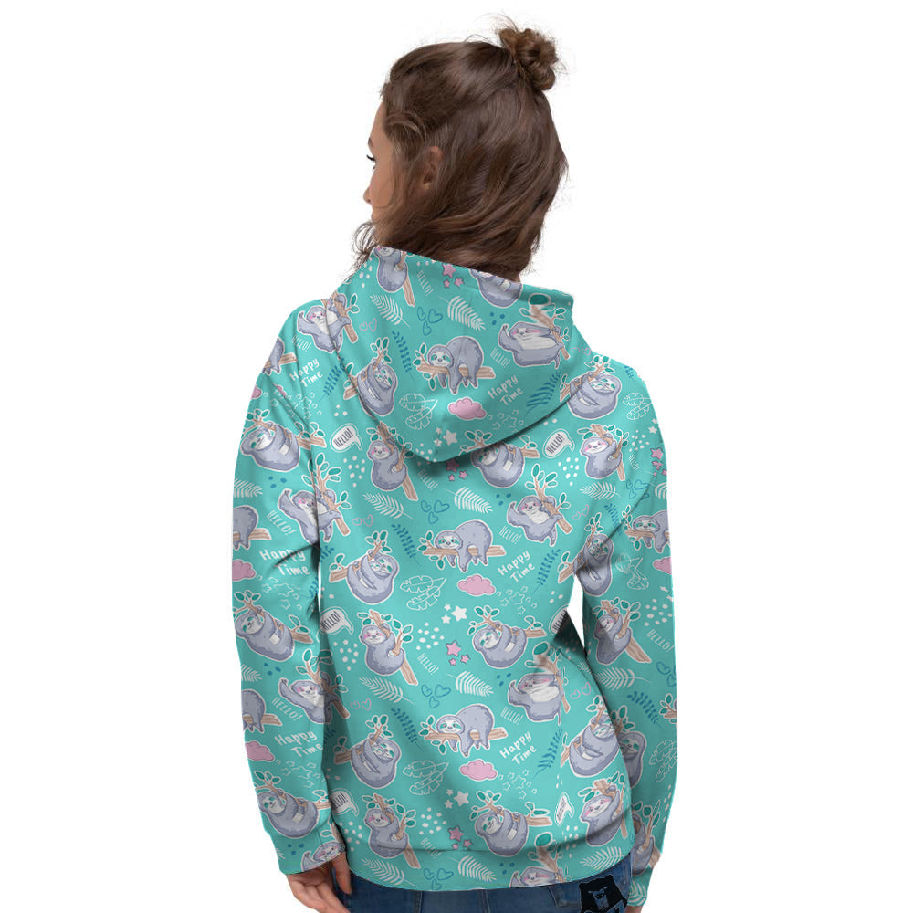 Sloth Cute Print Pattern Women's Hoodie-grizzshop
