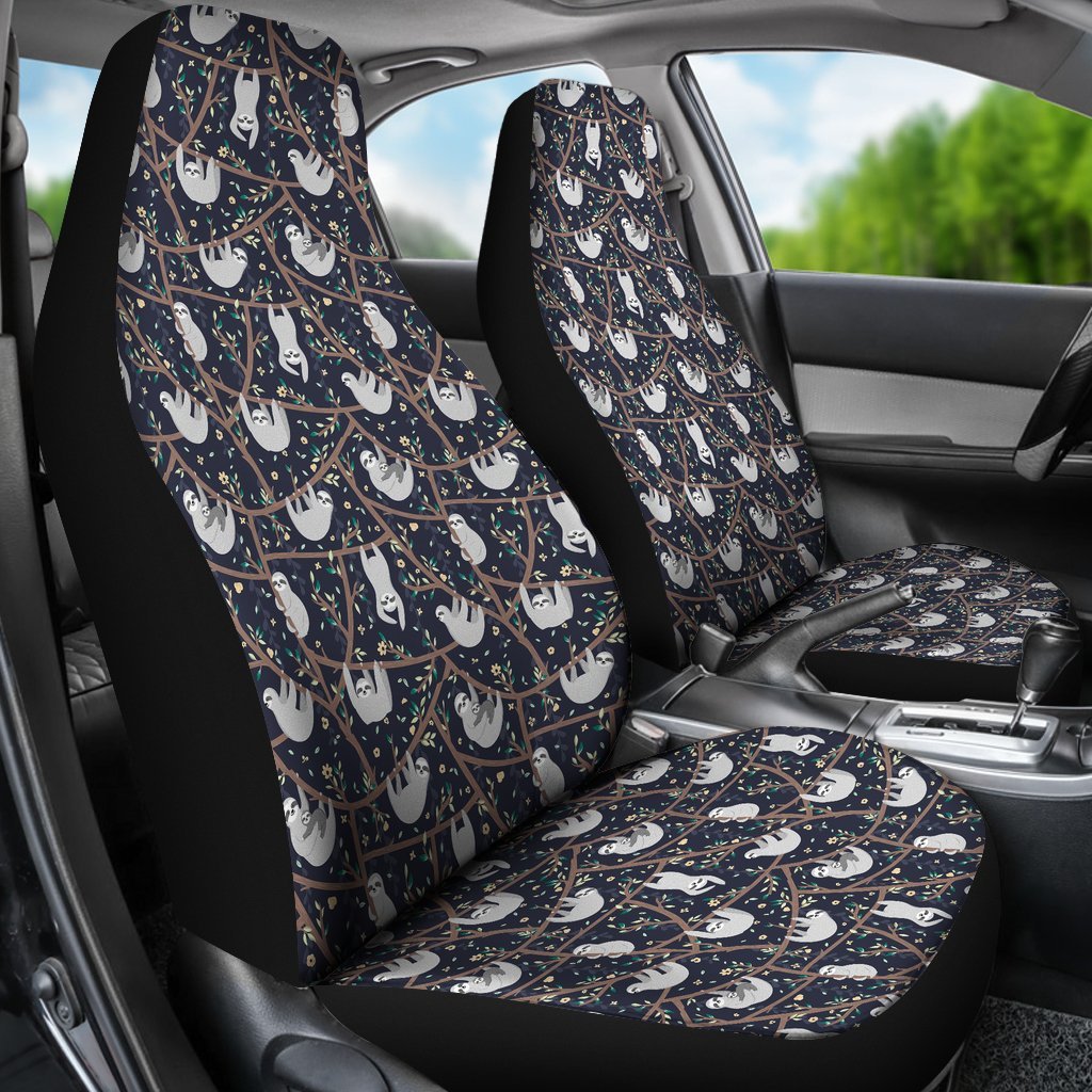 Sloth Floral Pattern Print Universal Fit Car Seat Cover-grizzshop