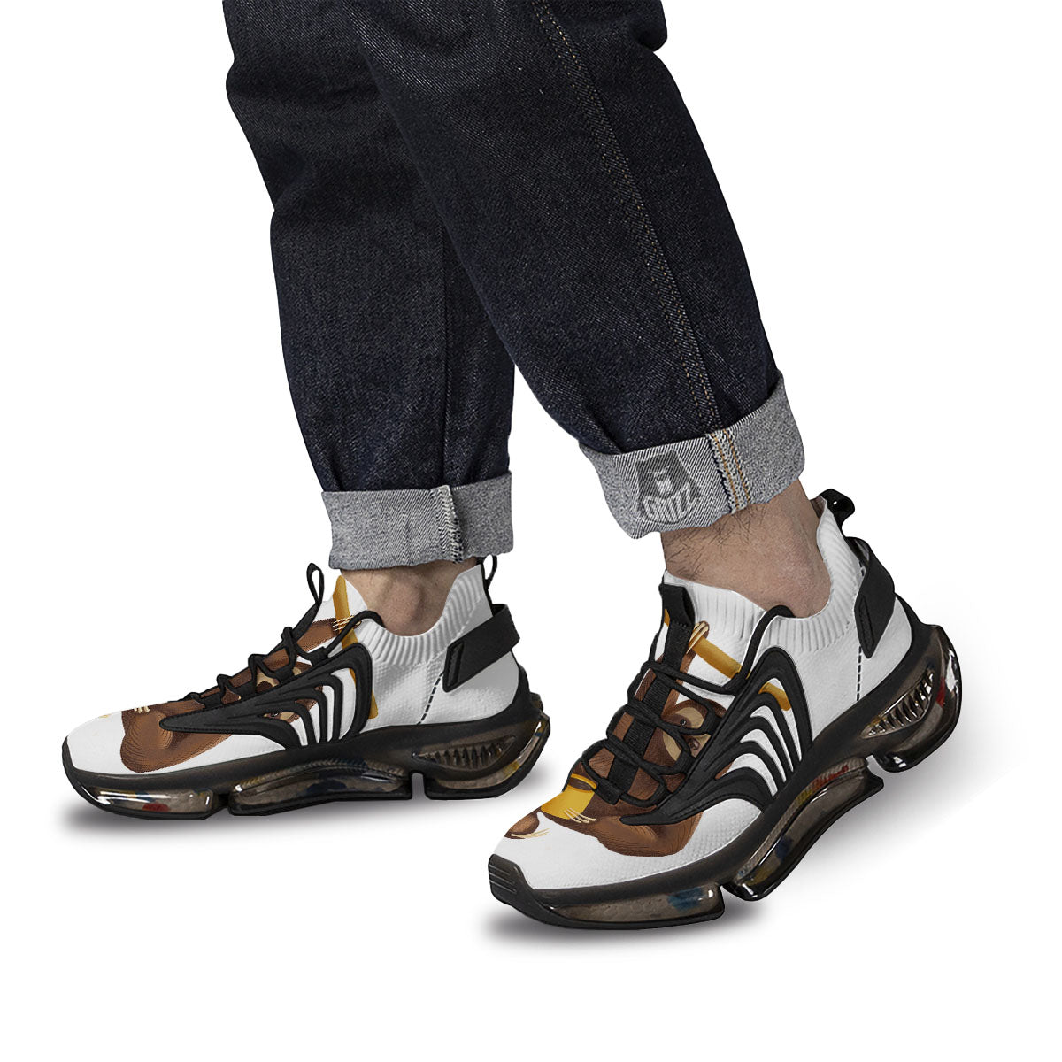 Sloth Happy Print Black Gym Shoes-grizzshop