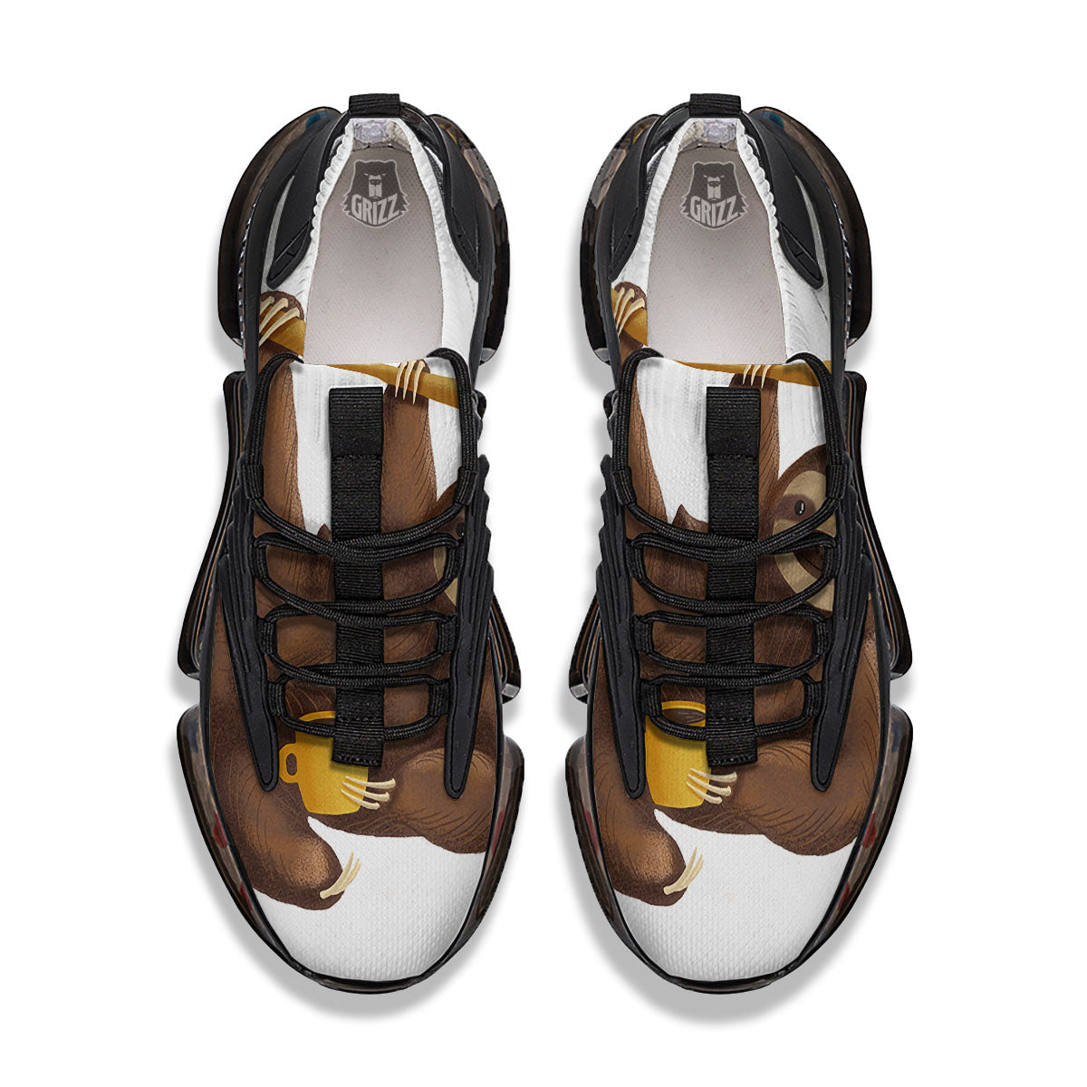 Sloth Happy Print Black Gym Shoes-grizzshop