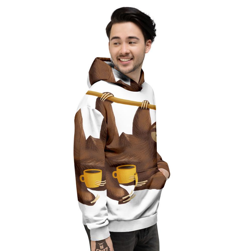 Sloth Happy Print Men's Hoodie-grizzshop