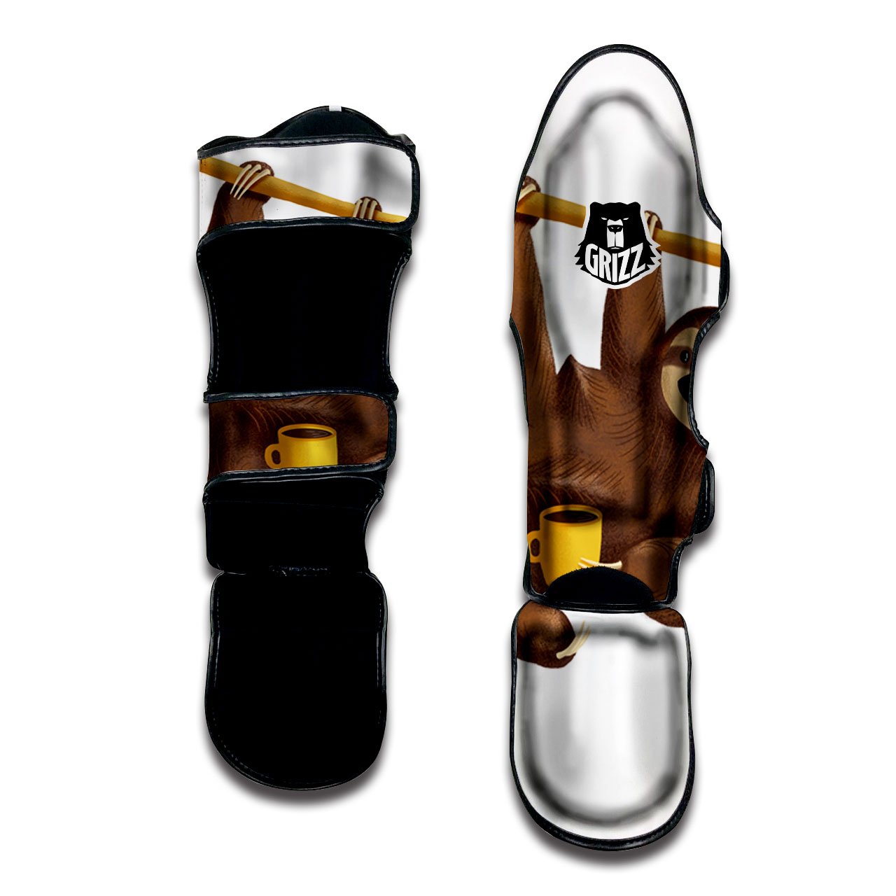 Sloth Happy Print Muay Thai Shin Guards-grizzshop