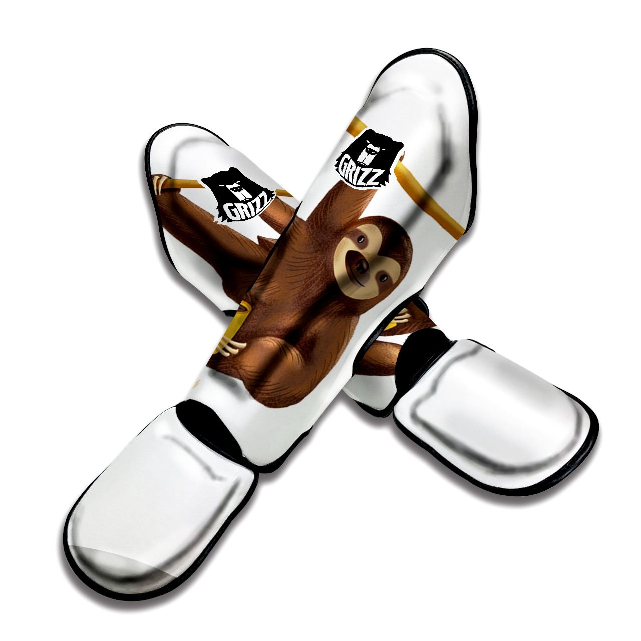Sloth Happy Print Muay Thai Shin Guards-grizzshop