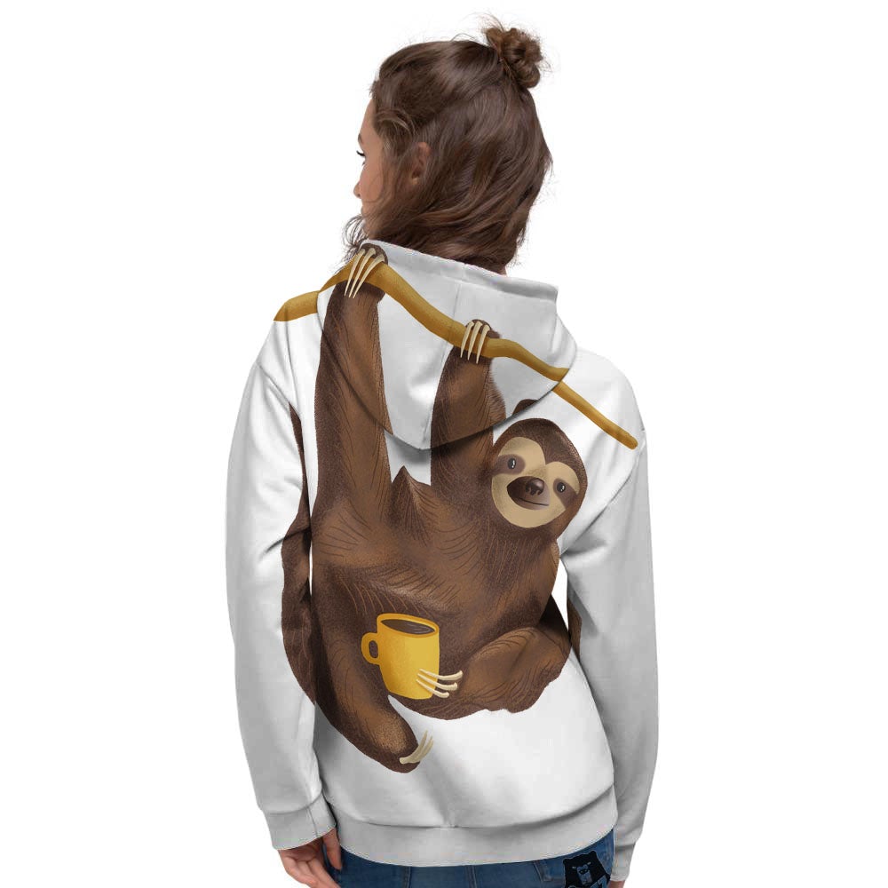 Sloth Happy Print Women's Hoodie-grizzshop