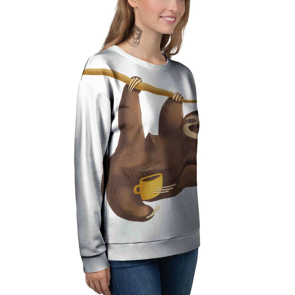 Sloth Happy Print Women's Sweatshirt-grizzshop