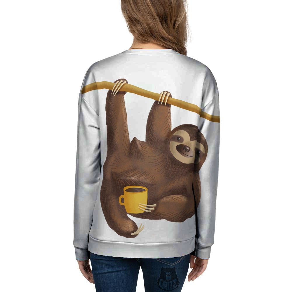 Sloth Happy Print Women's Sweatshirt-grizzshop