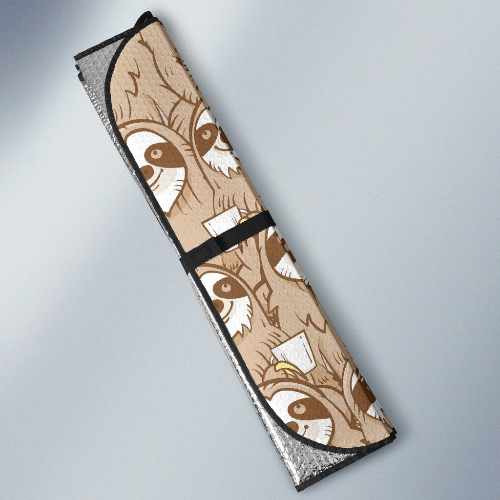 Sloth Pattern Print Car Sun Shade-grizzshop
