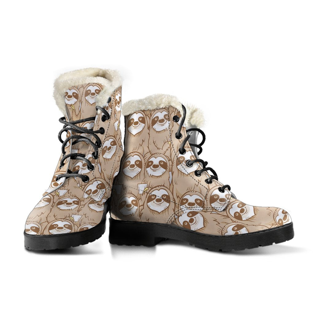 Sloth Pattern Print Comfy Winter Boots-grizzshop