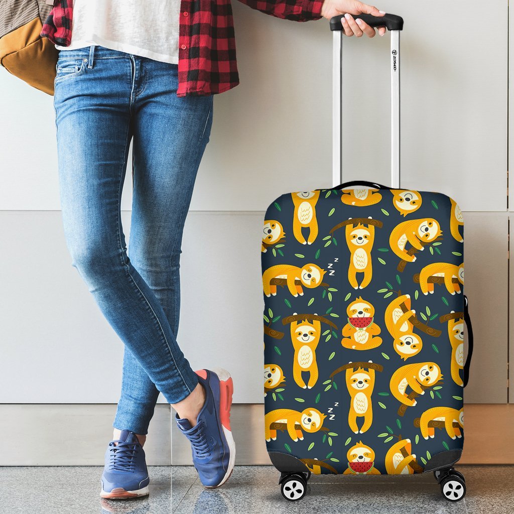Sloth Print Pattern Luggage Cover Protector-grizzshop