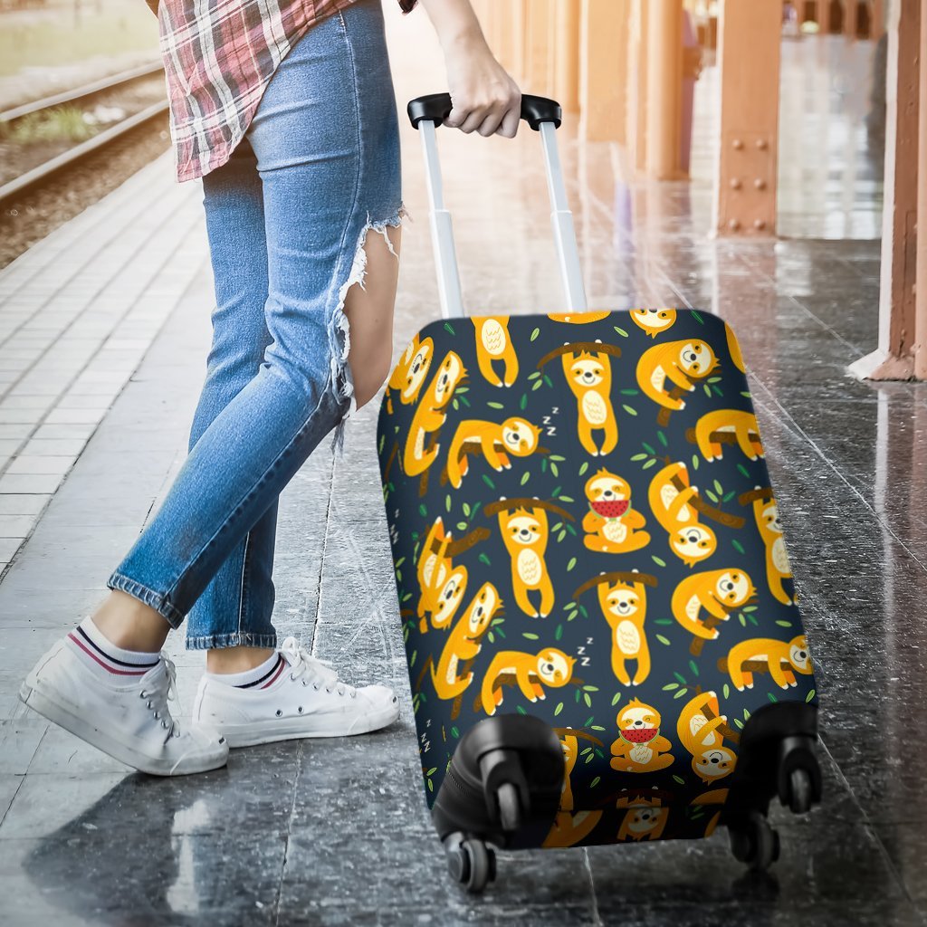 Sloth Print Pattern Luggage Cover Protector-grizzshop