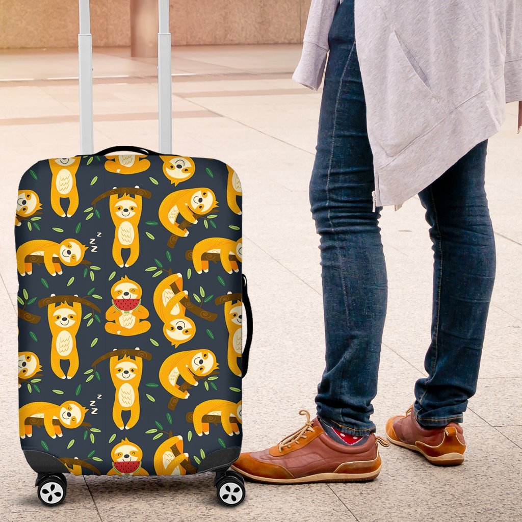 Sloth Print Pattern Luggage Cover Protector-grizzshop