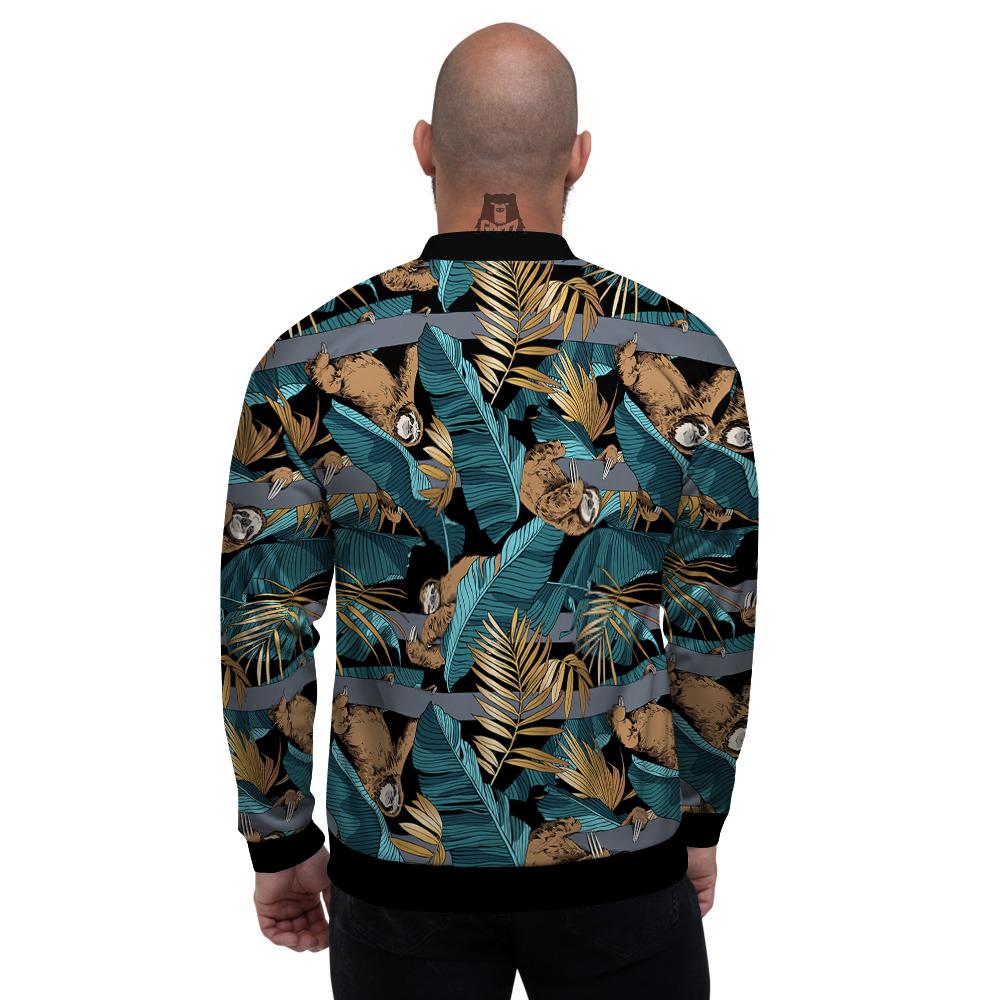 Sloth Tropical Print Pattern Men's Bomber Jacket-grizzshop