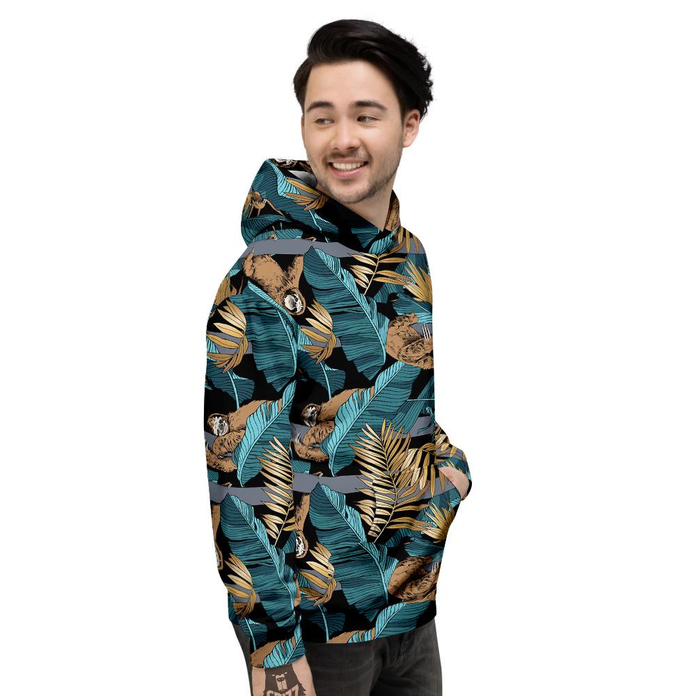 Sloth Tropical Print Pattern Men's Hoodie-grizzshop