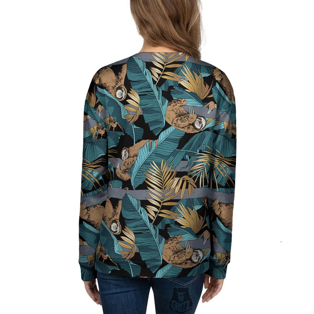 Sloth Tropical Print Pattern Women's Sweatshirt-grizzshop