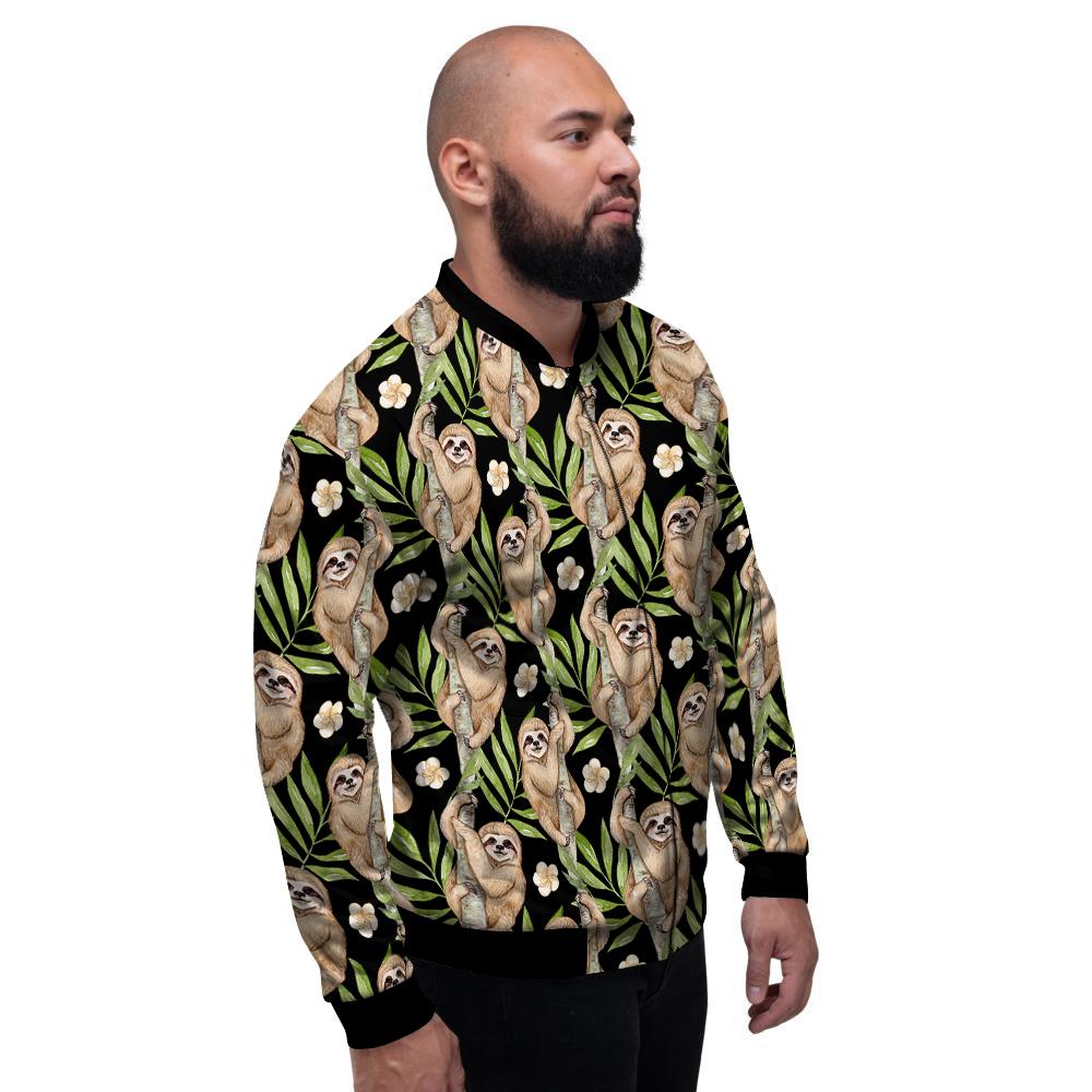 Sloth Watercolor Print Pattern Men's Bomber Jacket-grizzshop