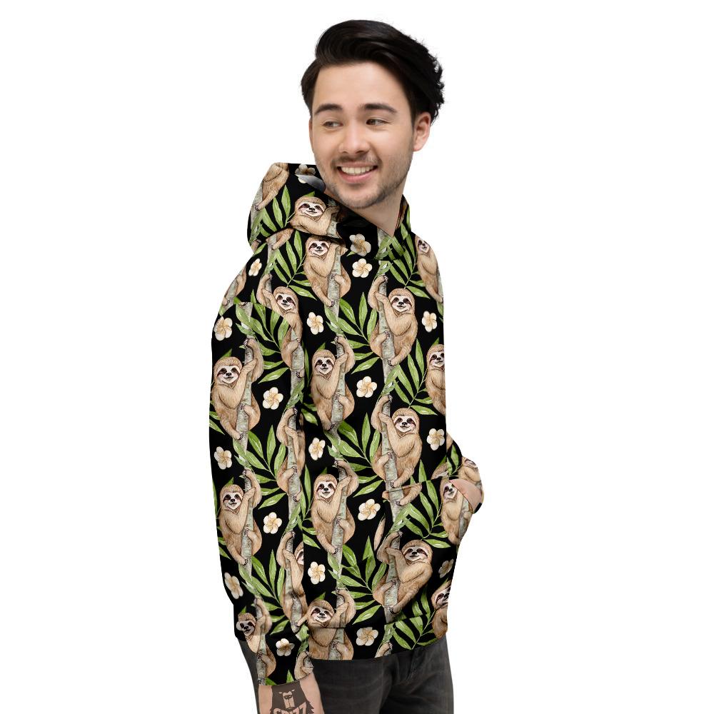 Sloth Watercolor Print Pattern Men's Hoodie-grizzshop