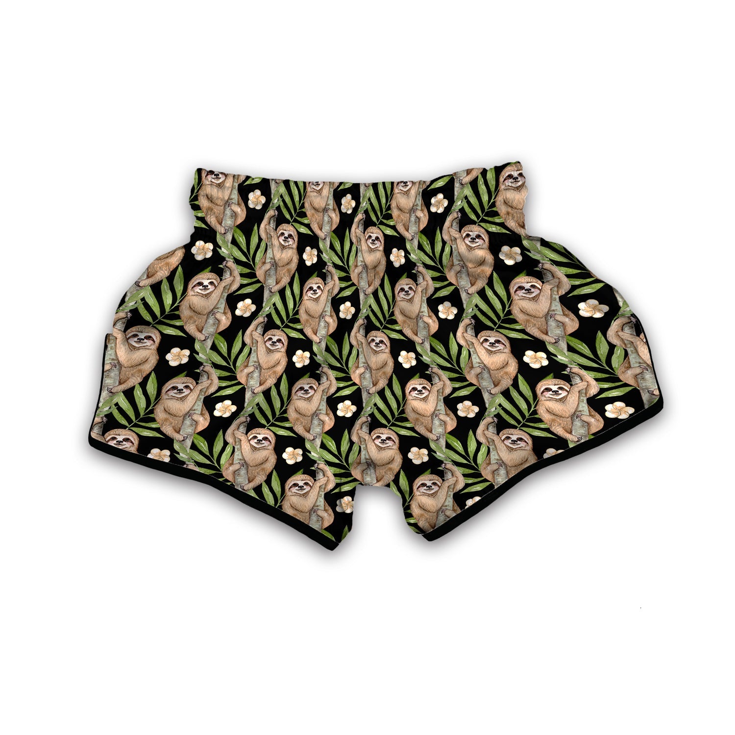 Sloth Watercolor Print Pattern Muay Thai Boxing Shorts-grizzshop