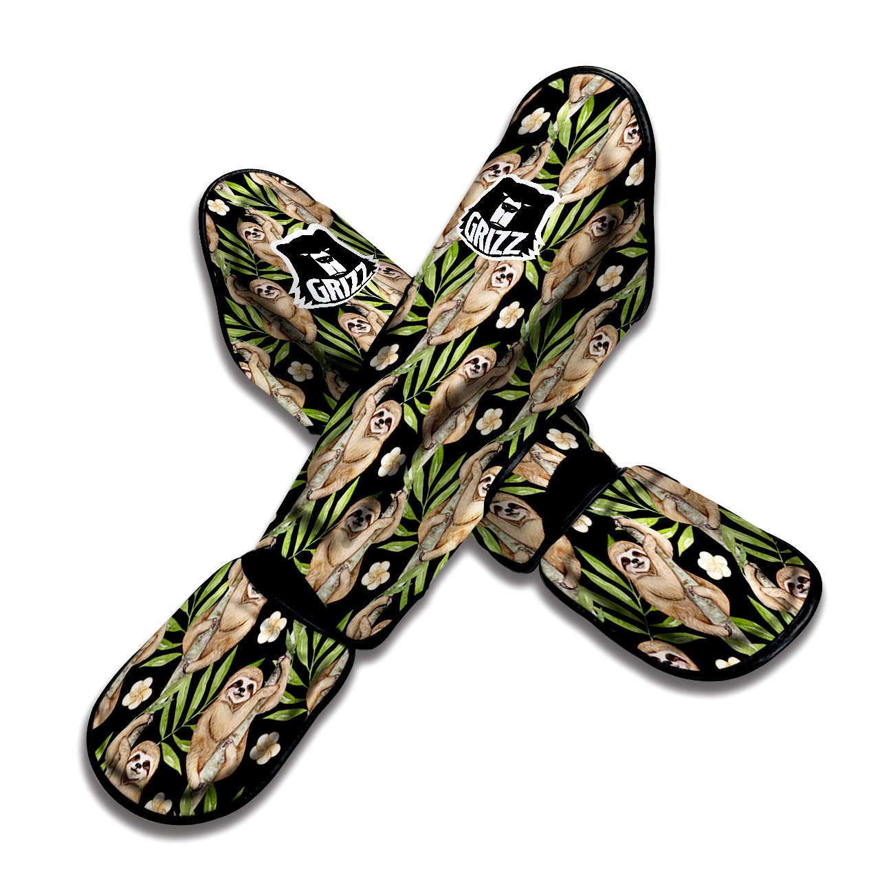 Sloth Watercolor Print Pattern Muay Thai Shin Guards-grizzshop