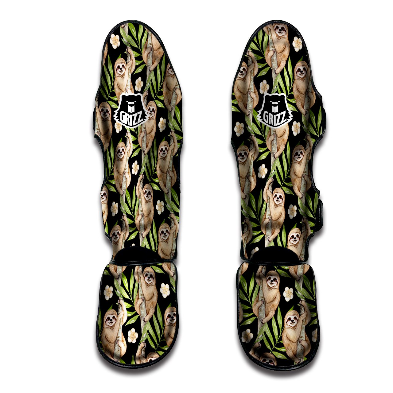 Sloth Watercolor Print Pattern Muay Thai Shin Guards-grizzshop