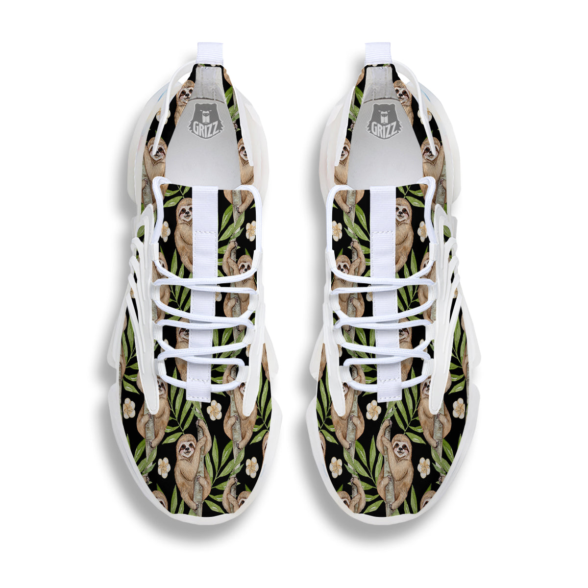Sloth Watercolor Print Pattern White Gym Shoes-grizzshop