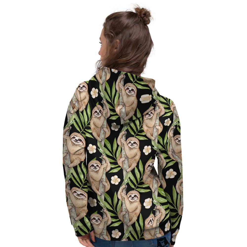 Sloth Watercolor Print Pattern Women's Hoodie-grizzshop