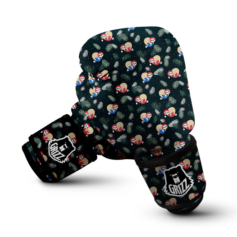 Sloths Sleeping Christmas Print Pattern Boxing Gloves-grizzshop