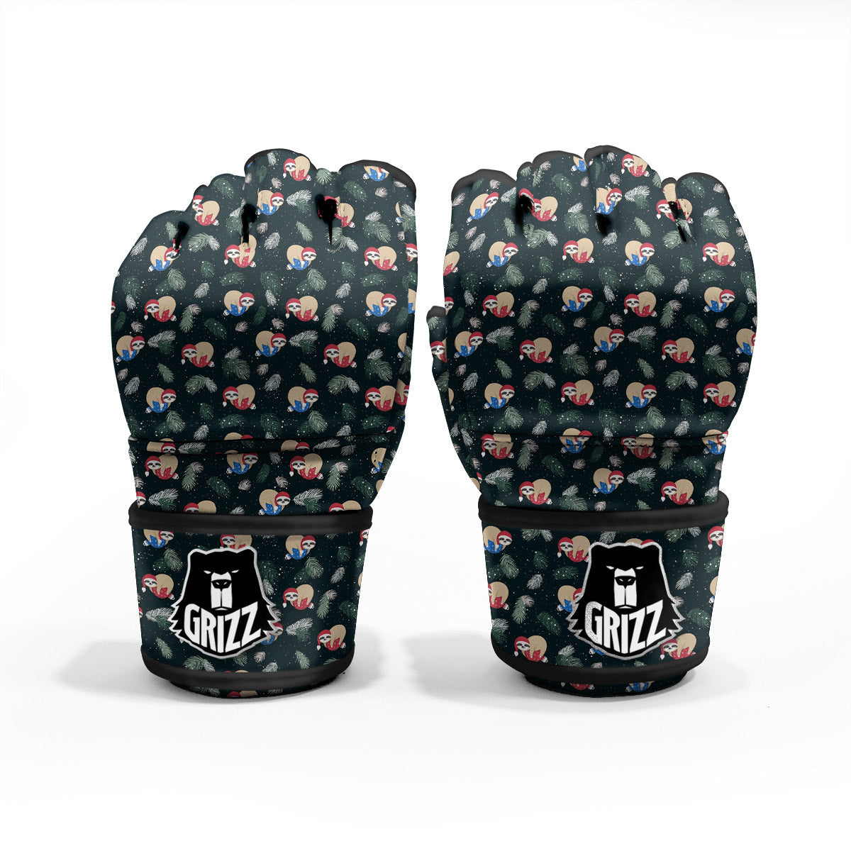 Sloths Sleeping Christmas Print Pattern MMA Gloves-grizzshop