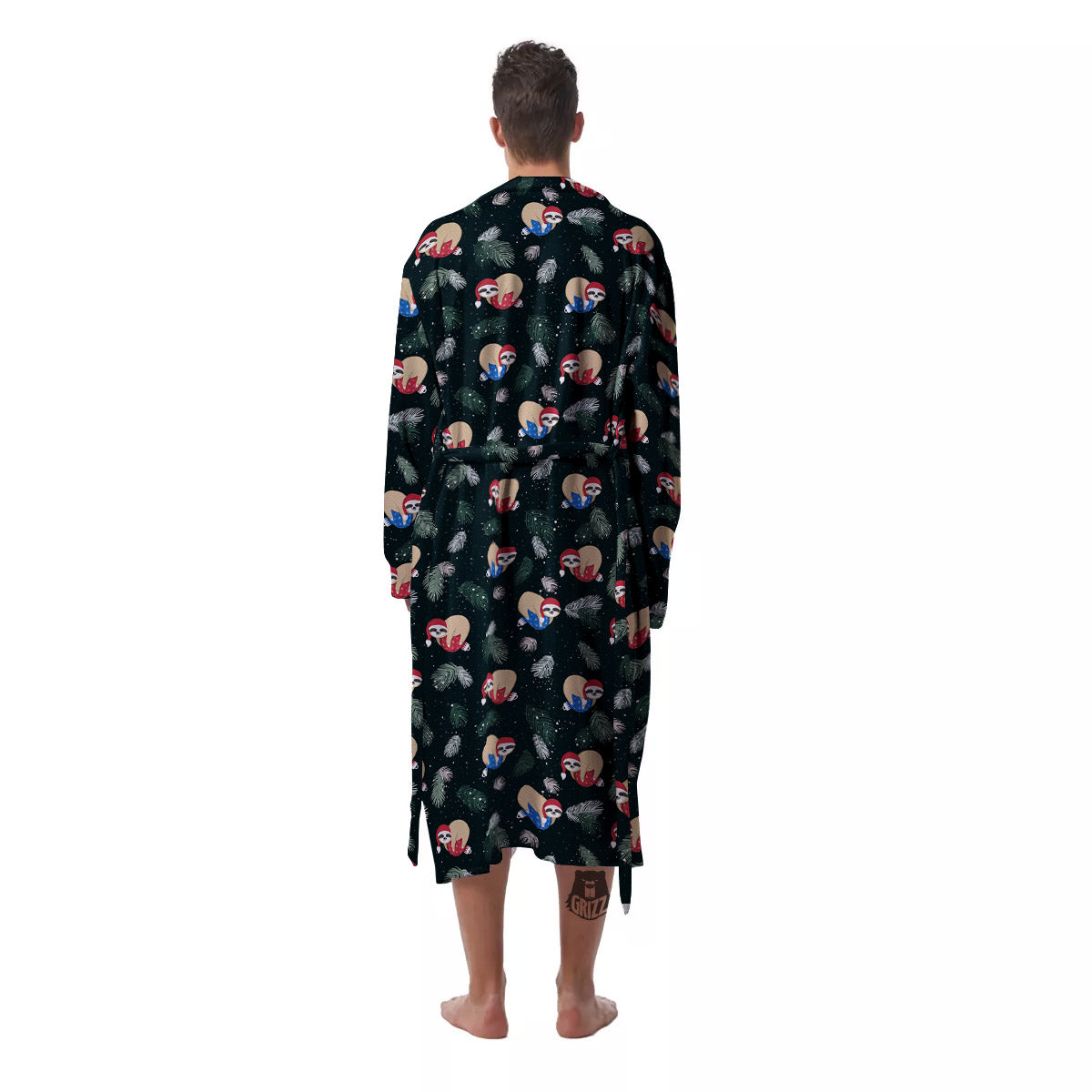 Sloths Sleeping Christmas Print Pattern Men's Robe-grizzshop