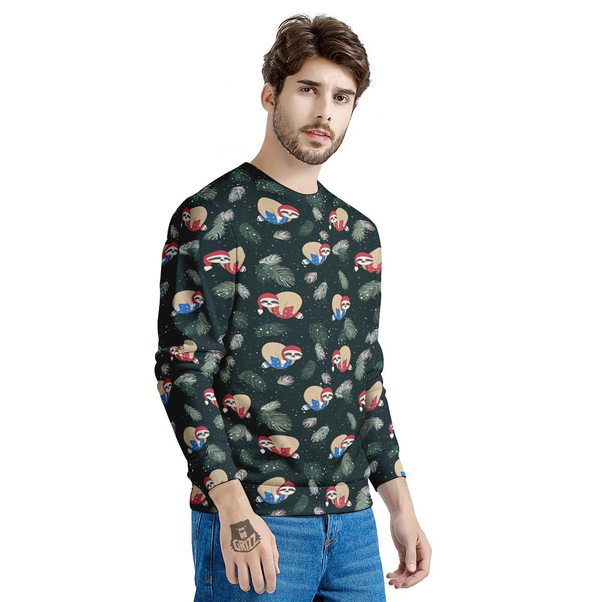 Sloths Sleeping Christmas Print Pattern Men's Sweatshirt-grizzshop