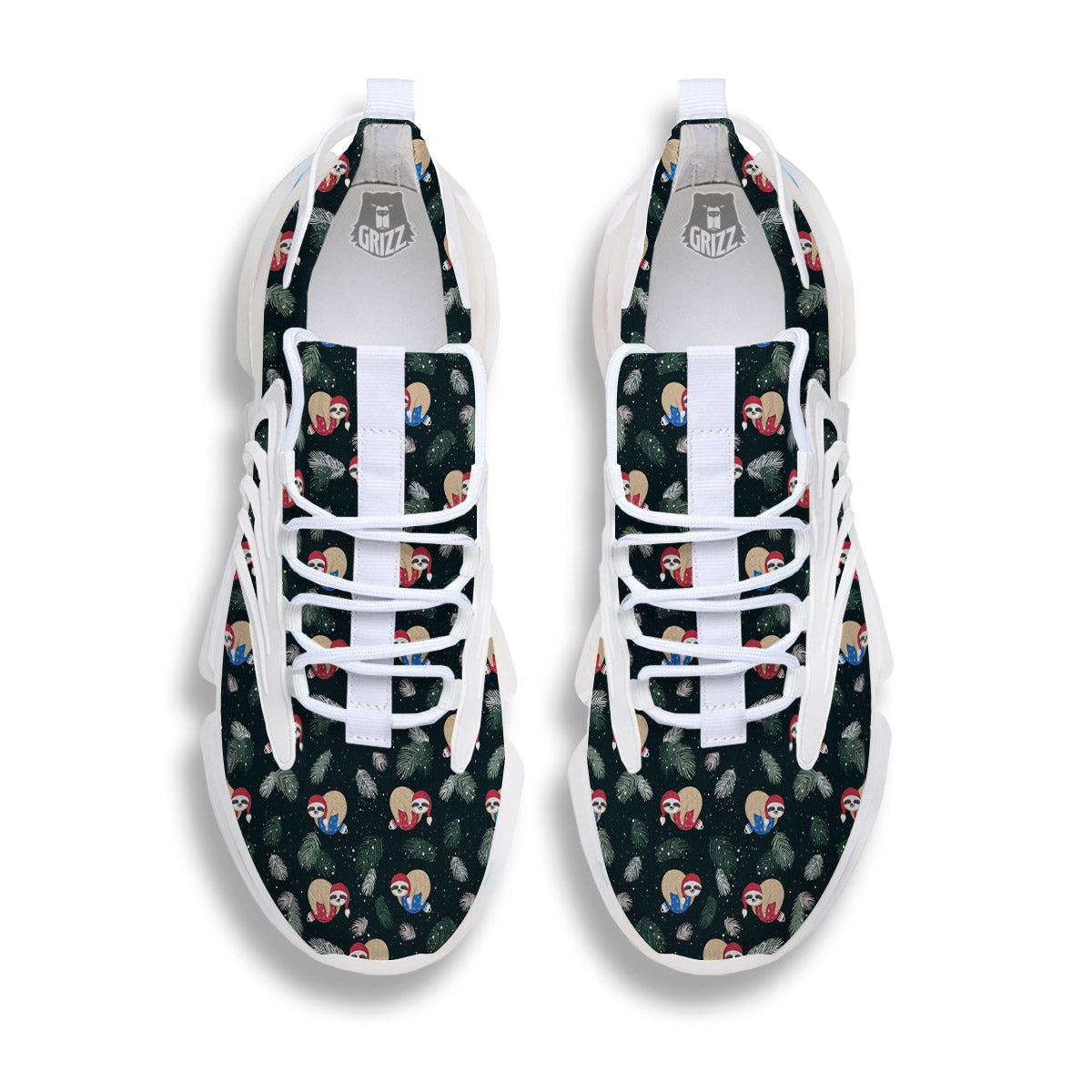 Sloths Sleeping Christmas Print Pattern White Gym Shoes-grizzshop