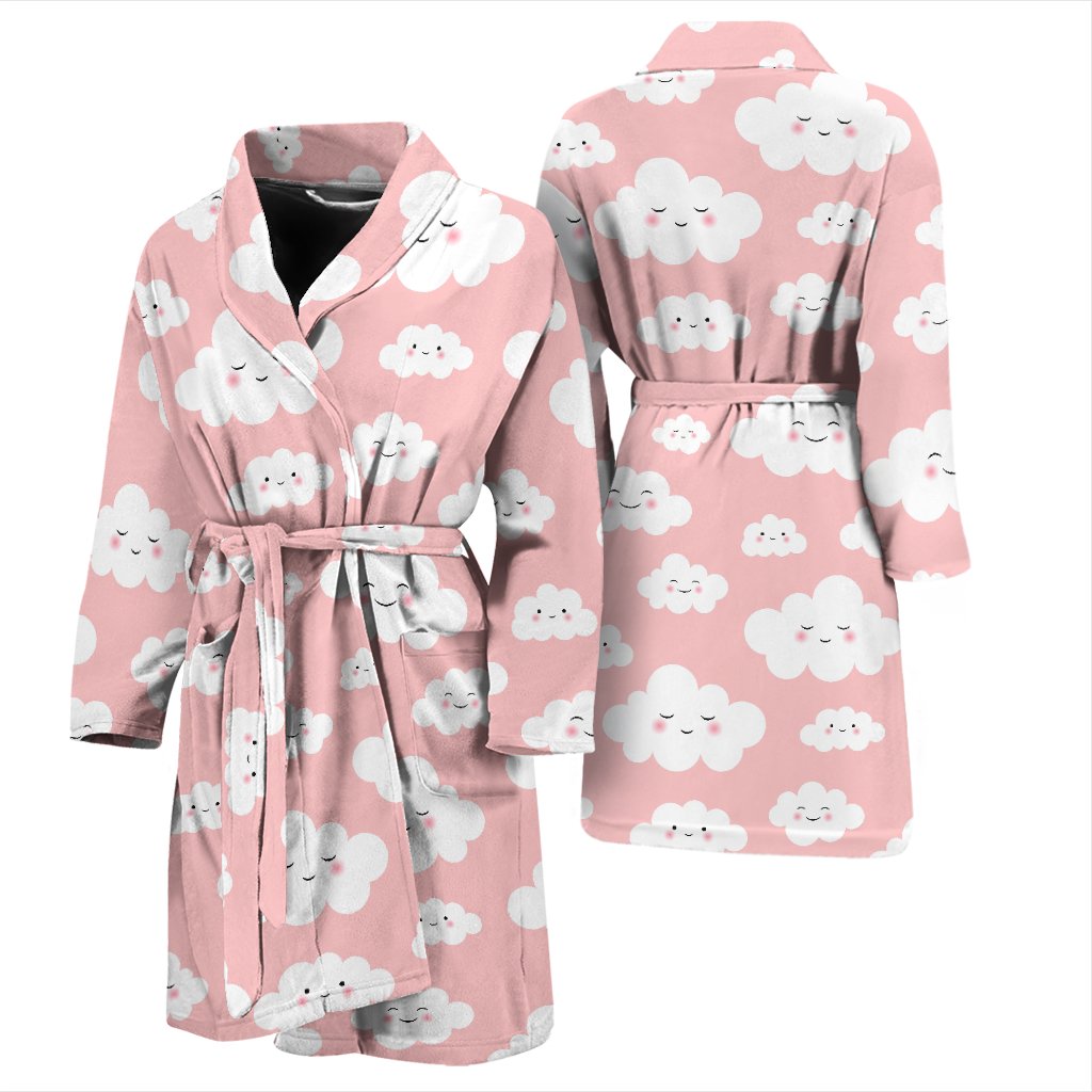 Smile Cloud Pattern Print Men Long Robe-grizzshop