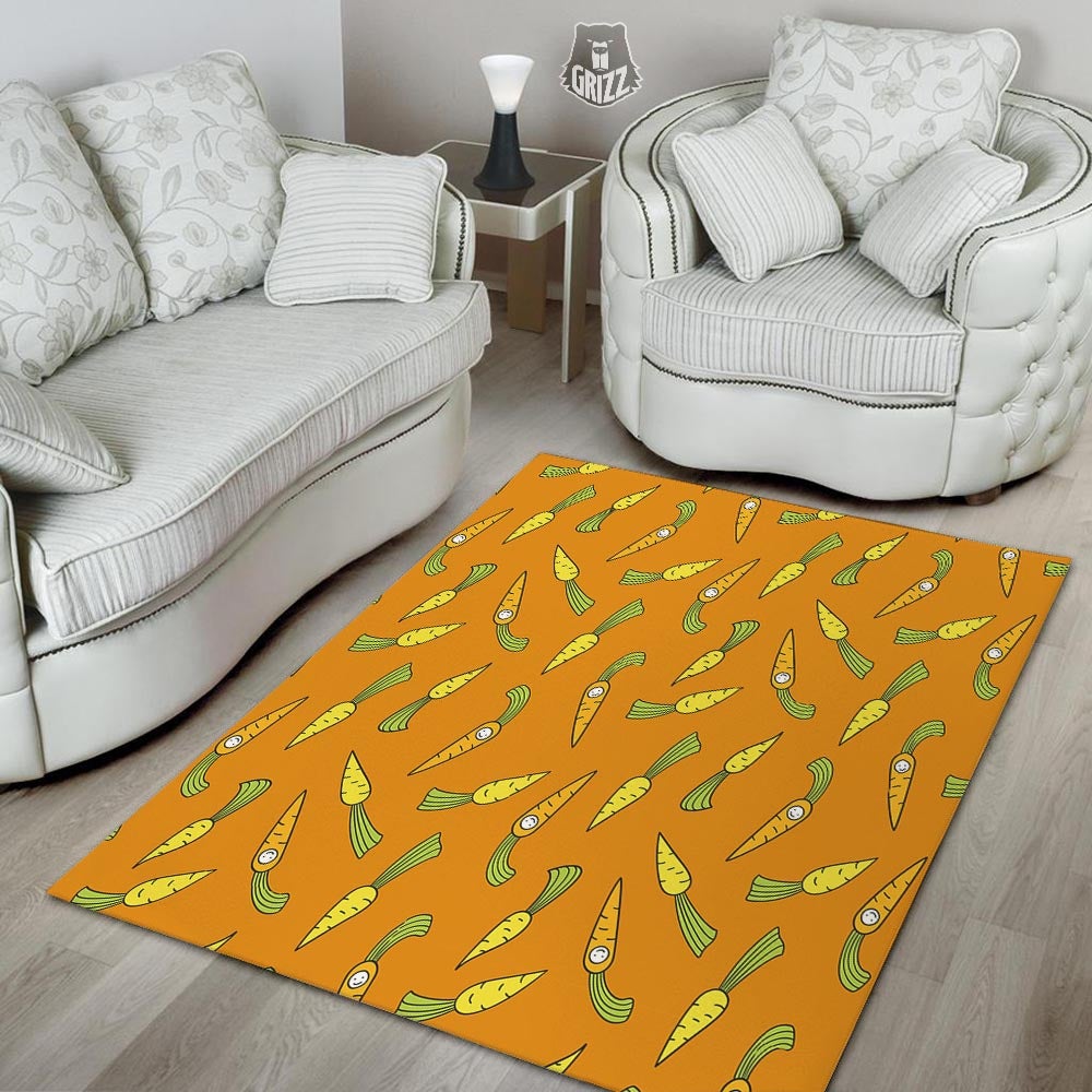 Smiley Carrot Print Pattern Floor Mat-grizzshop