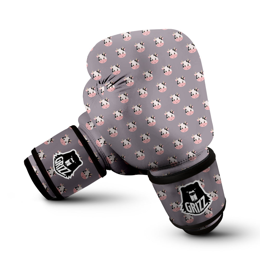 Smiley Cow Cartoon Print Pattern Boxing Gloves-grizzshop