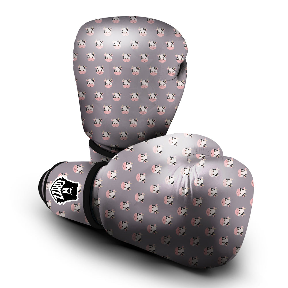 Smiley Cow Cartoon Print Pattern Boxing Gloves-grizzshop