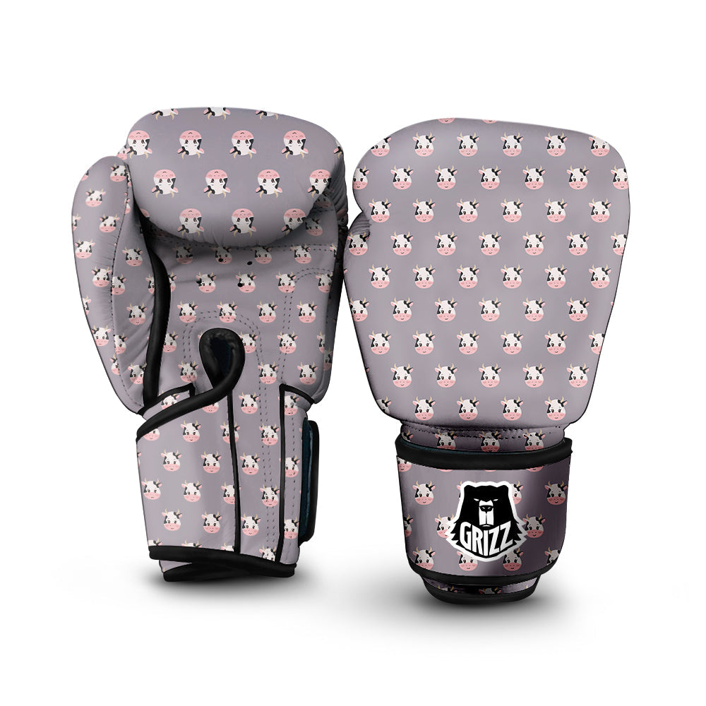 Smiley Cow Cartoon Print Pattern Boxing Gloves-grizzshop
