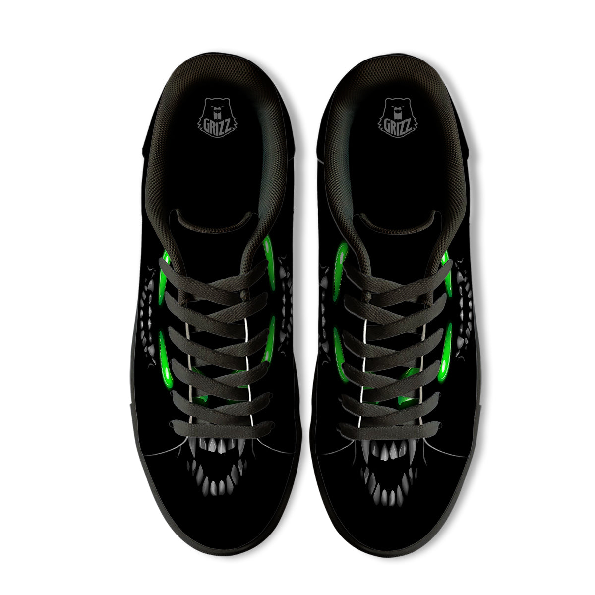 Smiley Face Monster Black Print Black Low Top Sneakers-grizzshop
