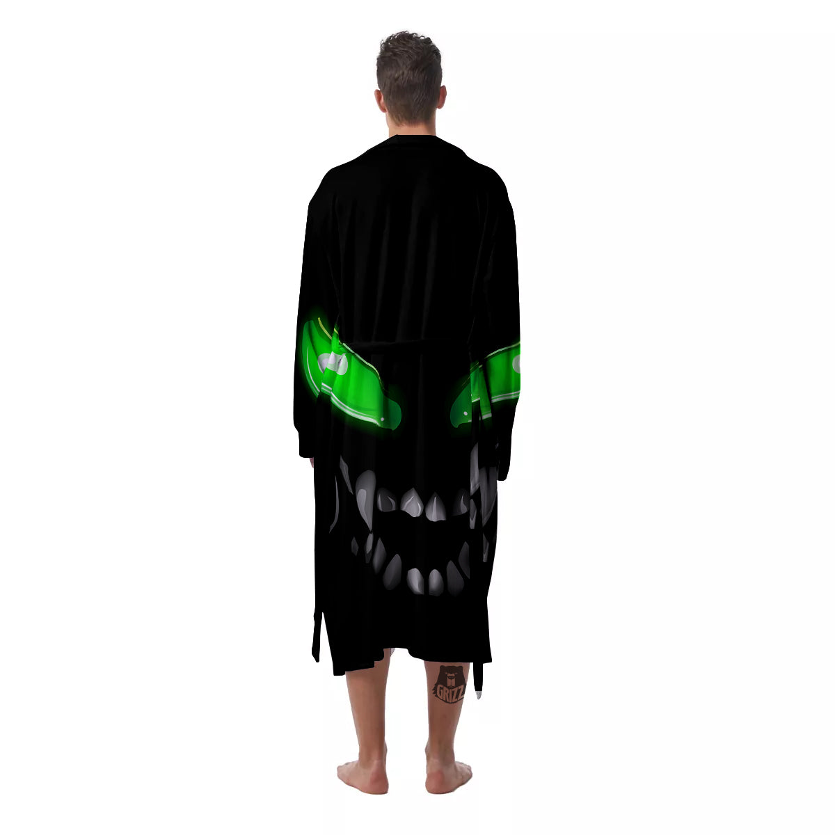 Smiley Face Monster Black Print Men's Robe-grizzshop