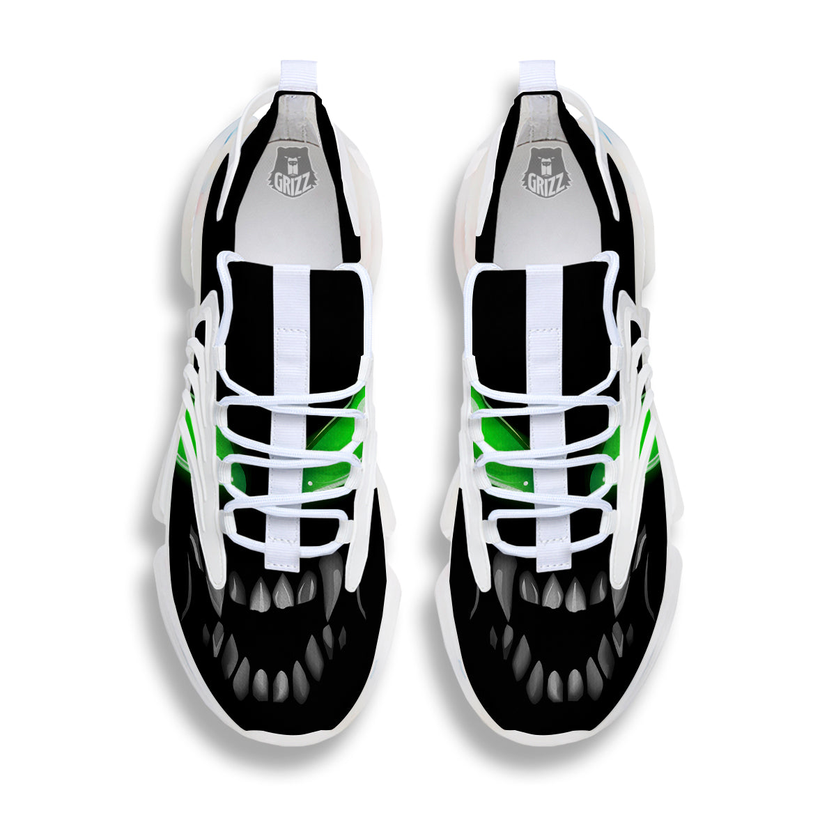 Smiley Face Monster Black Print White Gym Shoes-grizzshop