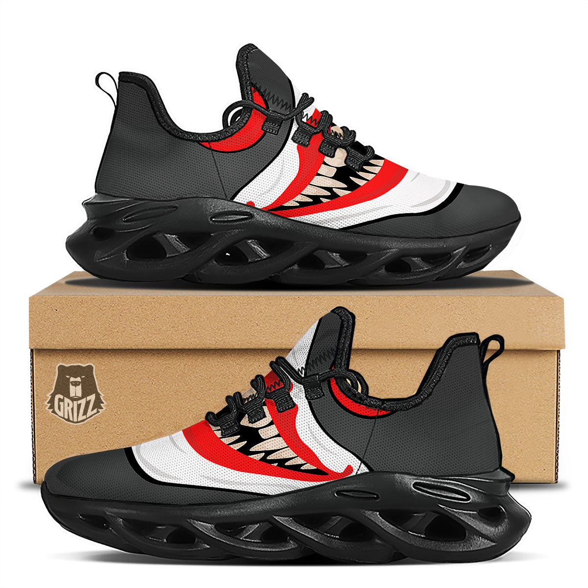Smiling Clown Halloween Print Black Running Shoes-grizzshop