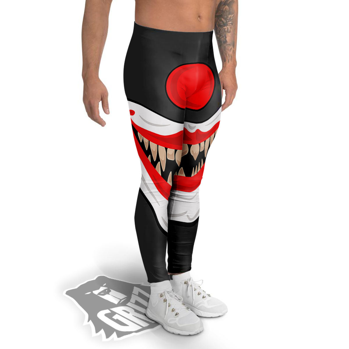 Smiling Clown Halloween Print Men's Leggings-grizzshop