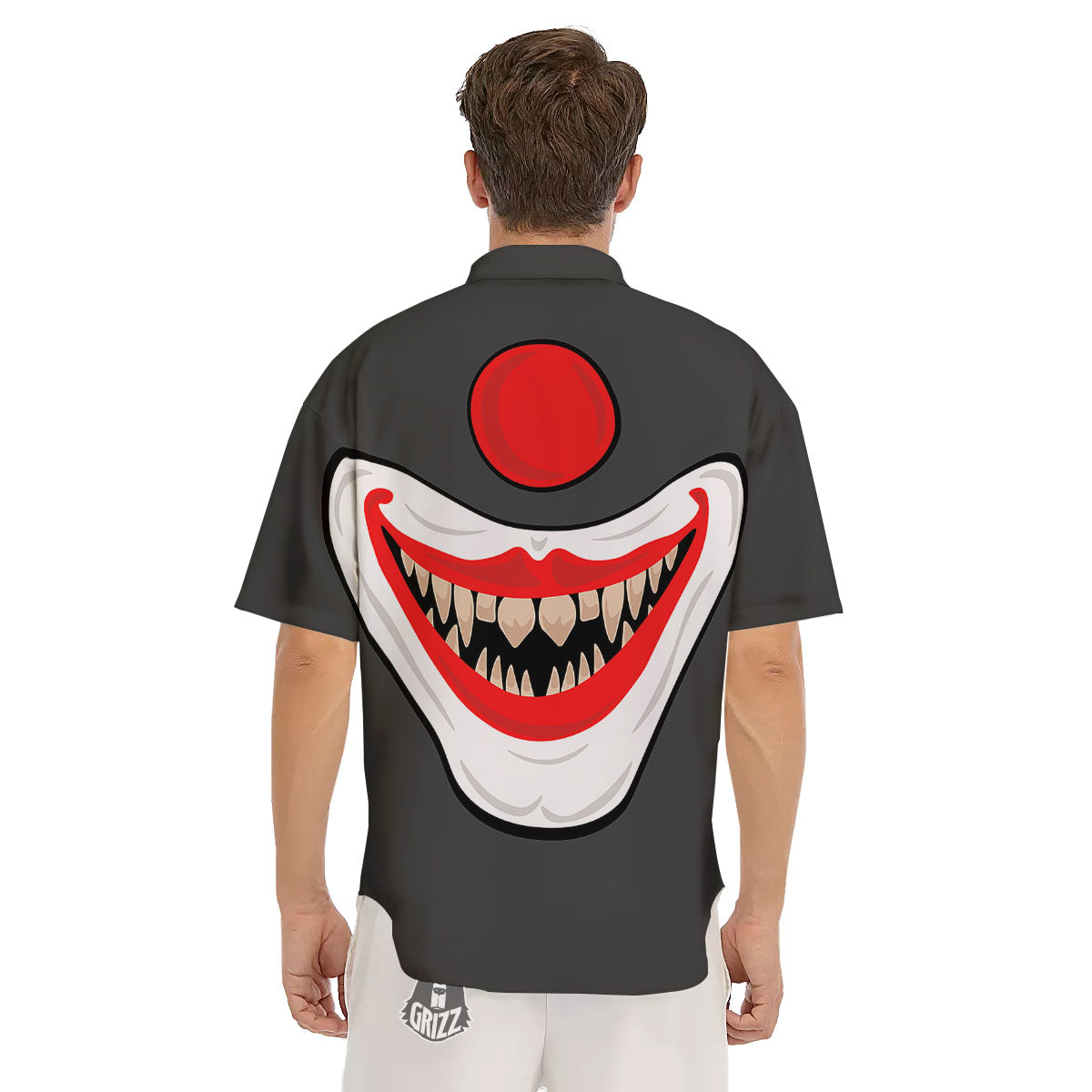 Smiling Clown Halloween Print Men's Short Sleeve Shirts-grizzshop