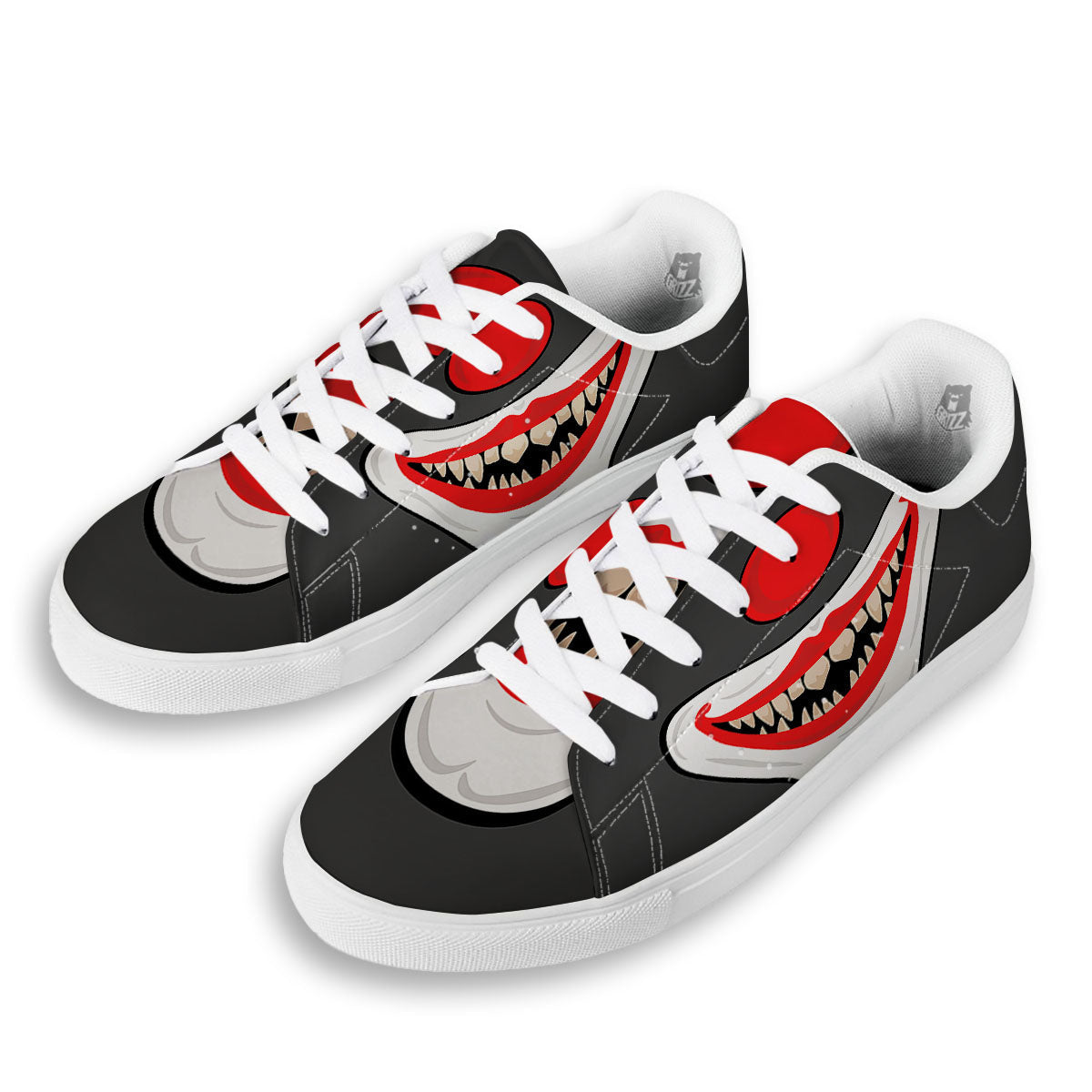 Smiling Clown Halloween Print White Low Top Sneakers-grizzshop