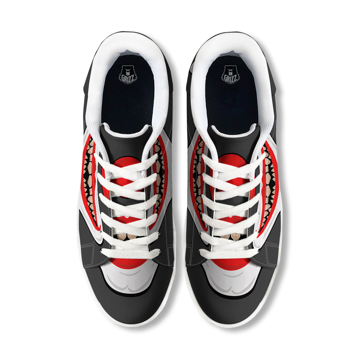 Smiling Clown Halloween Print White Low Top Sneakers-grizzshop